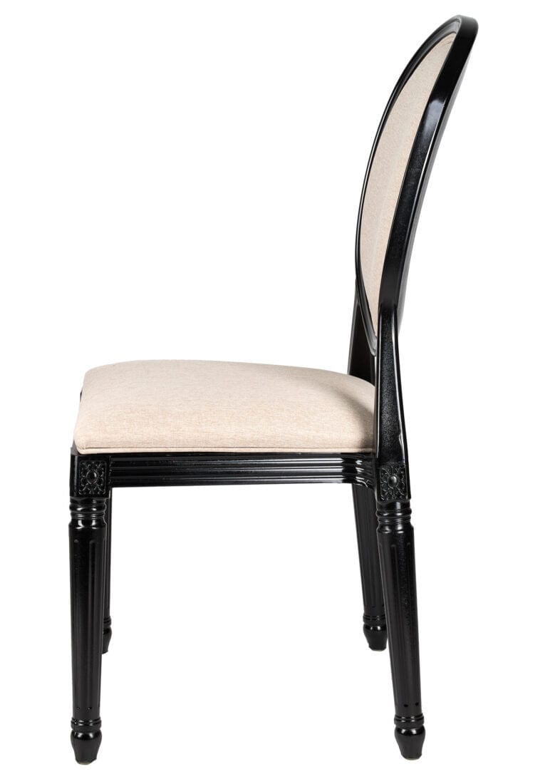 Chivari Black Resin Louis Pop Chair with Burlap Fabric Seat and Back CLPRBBB-ZG-T
