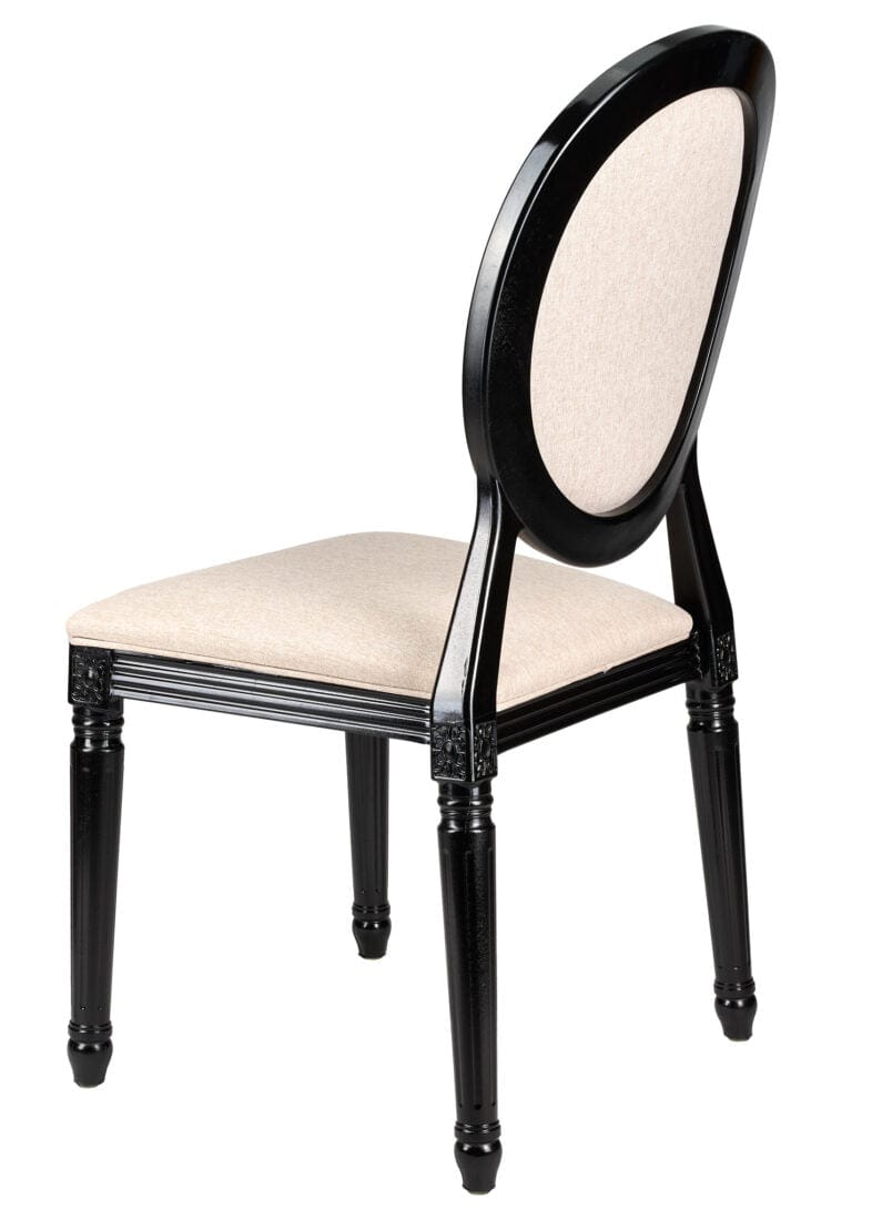 Chivari Black Resin Louis Pop Chair with Burlap Fabric Seat and Back CLPRBBB-ZG-T