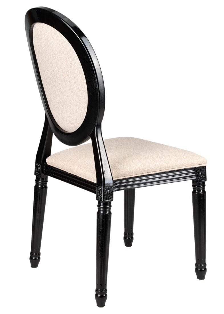 Chivari Black Resin Louis Pop Chair with Burlap Fabric Seat and Back CLPRBBB-ZG-T