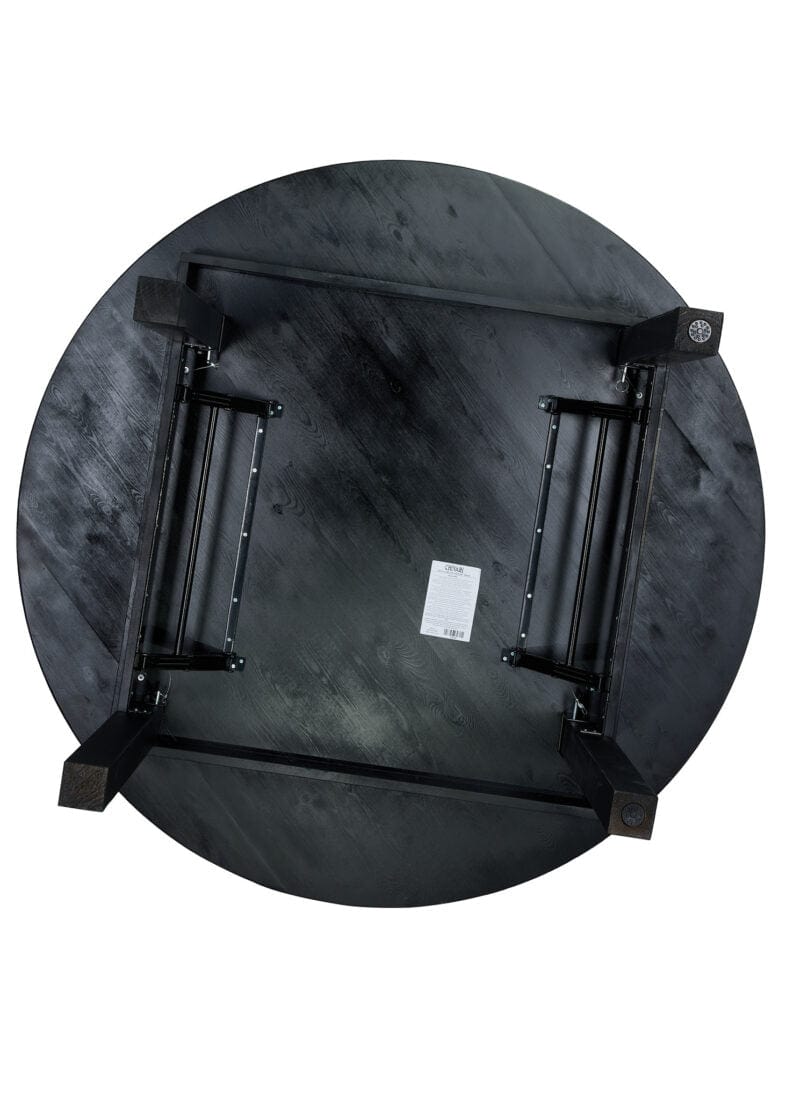 Chivari 60" (5 Foot) Black Straight Leg Round Wood Farm Table TFARMRD60-BLACK-S-LEG-AX-T