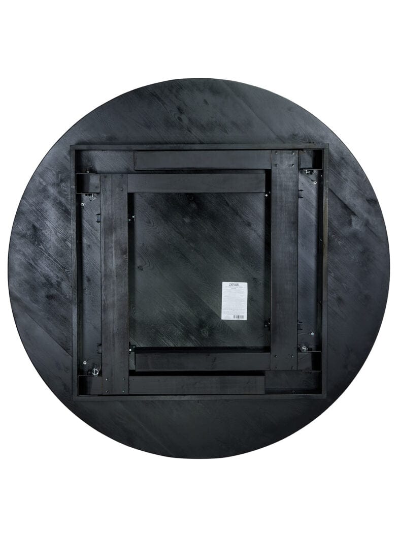 Chivari 60" (5 Foot) Black Straight Leg Round Wood Farm Table TFARMRD60-BLACK-S-LEG-AX-T
