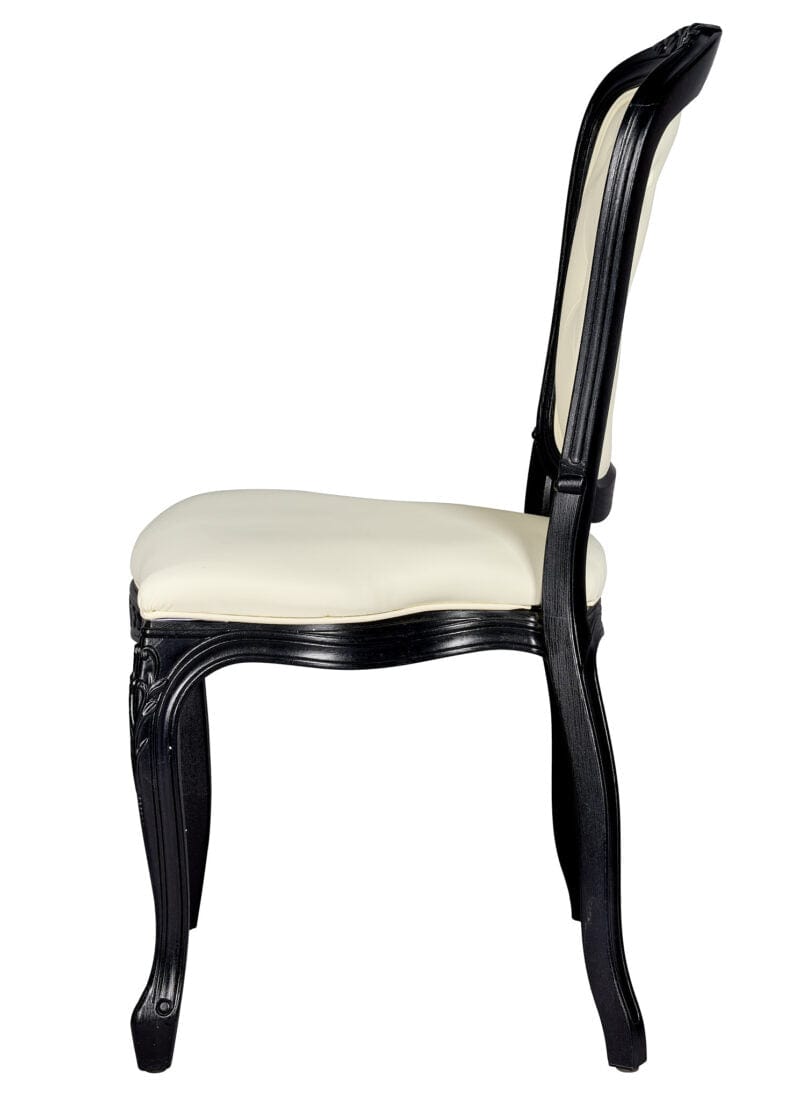 Chivari Black Resin Royal Chair with Ivory Vinyl Seat and Ivory Vinyl Tufted Back Similar to Louis Pop Style - Essex CRRBIT-ZG-T