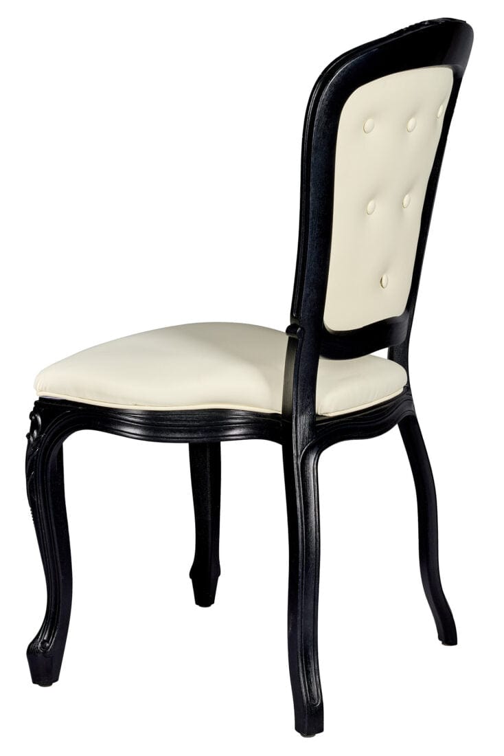 Chivari Black Resin Royal Chair with Ivory Vinyl Seat and Ivory Vinyl Tufted Back Similar to Louis Pop Style - Essex CRRBIT-ZG-T