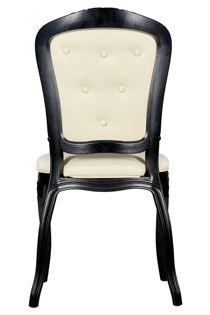 Chivari Black Resin Royal Chair with Ivory Vinyl Seat and Ivory Vinyl Tufted Back Similar to Louis Pop Style - Essex CRRBIT-ZG-T