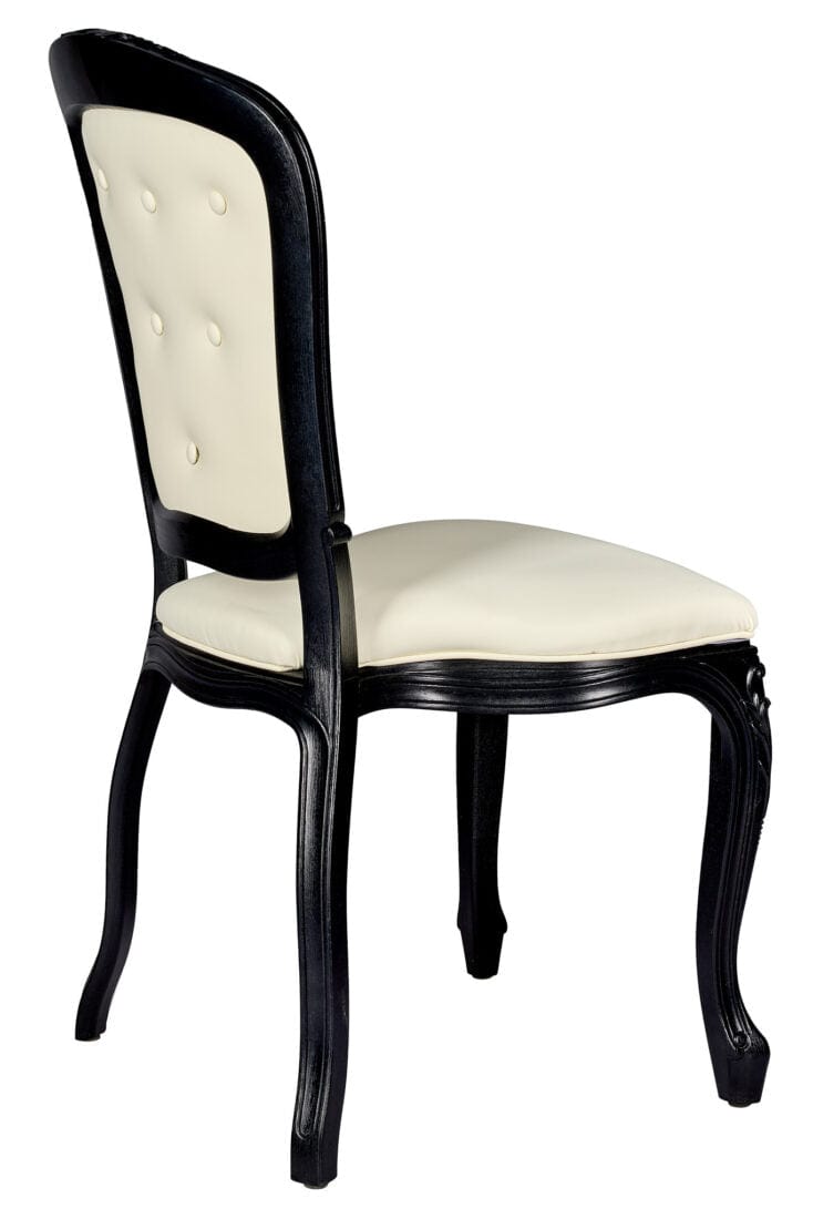 Chivari Black Resin Royal Chair with Ivory Vinyl Seat and Ivory Vinyl Tufted Back Similar to Louis Pop Style - Essex CRRBIT-ZG-T