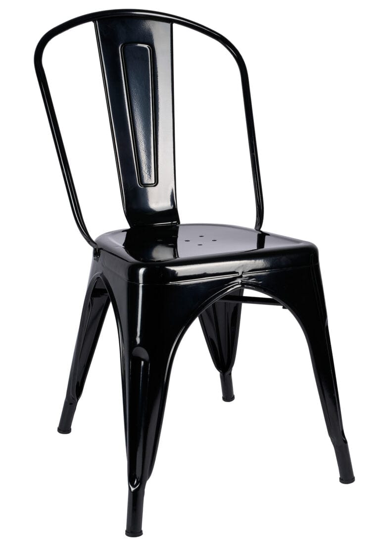 Chivari Black Hi Gloss Tolix Style Metal Chair CTMB-AX-T