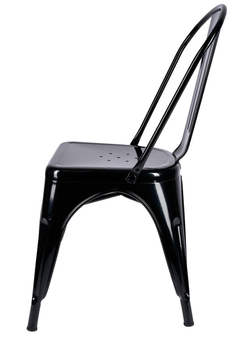 Chivari Black Hi Gloss Tolix Style Metal Chair CTMB-AX-T