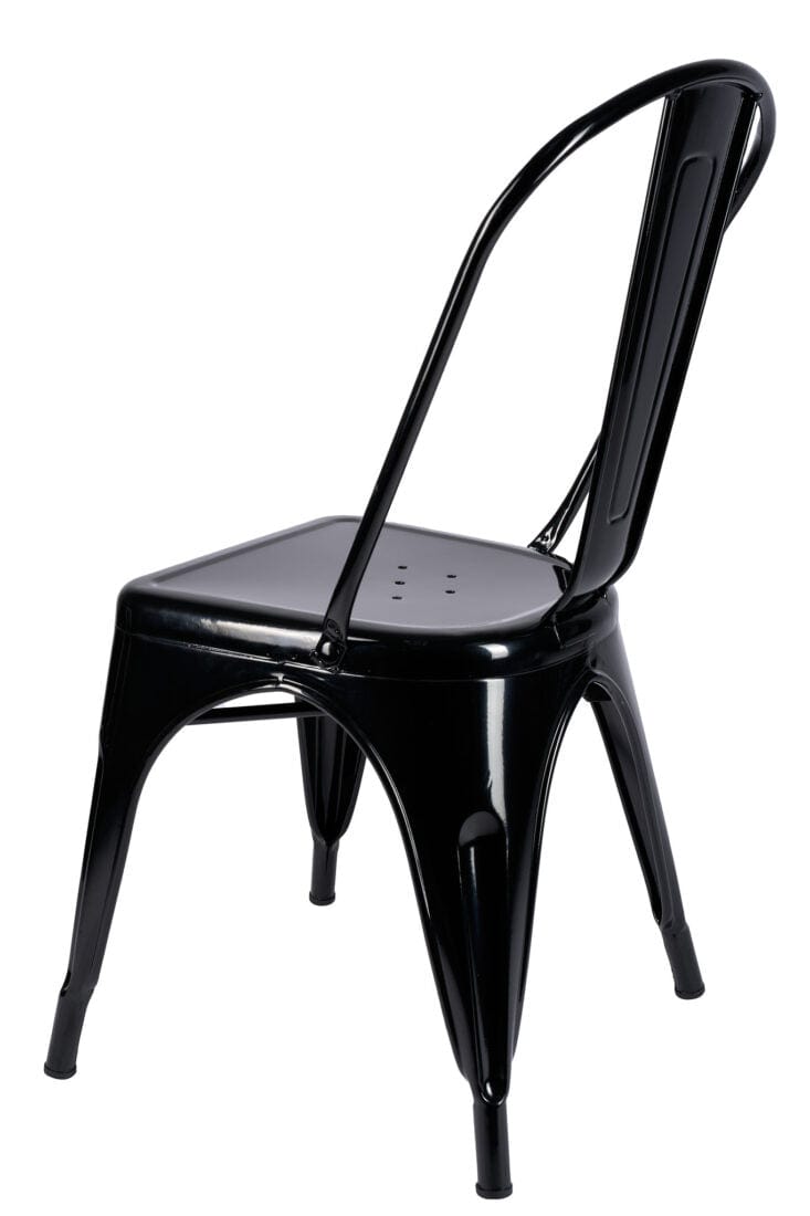 Chivari Black Hi Gloss Tolix Style Metal Chair CTMB-AX-T