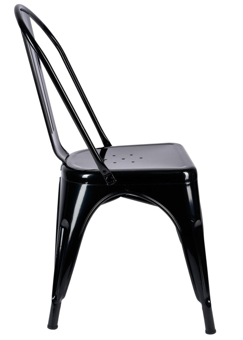 Chivari Black Hi Gloss Tolix Style Metal Chair CTMB-AX-T