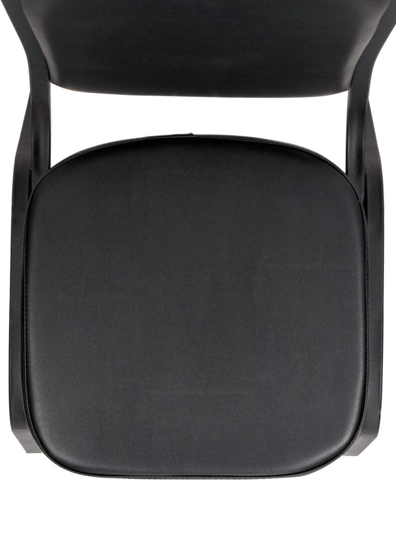 Chivari Black Vinyl on Black Frame Crown Banquet Chair CQCVBB-ZF-T