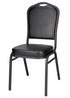 Chivari Black Vinyl on Black Frame Crown Banquet Chair CQCVBB-ZF-T