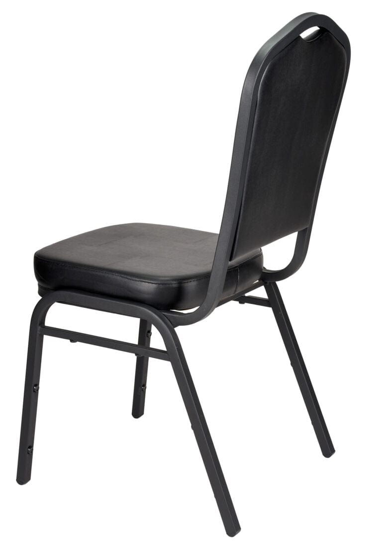 Chivari Black Vinyl on Black Frame Crown Banquet Chair CQCVBB-ZF-T
