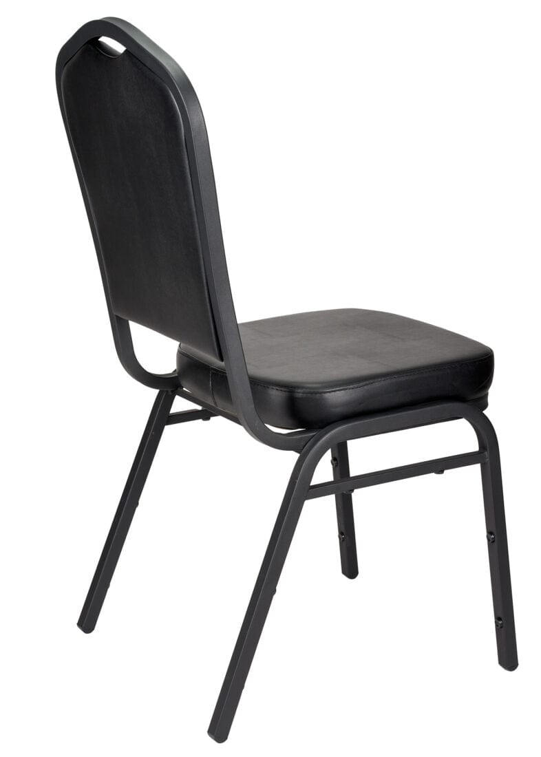 Chivari Black Vinyl on Black Frame Crown Banquet Chair CQCVBB-ZF-T