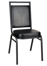 Black Vinyl on Black Steel Frame Square Back Banquet Chair
