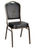 Chivari Black Vinyl on Gold Vein Frame Crown Banquet Chair CQCVBU-ZF-T