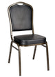 Chivari Black Vinyl on Gold Vein Frame Crown Banquet Chair CQCVBU-ZF-T
