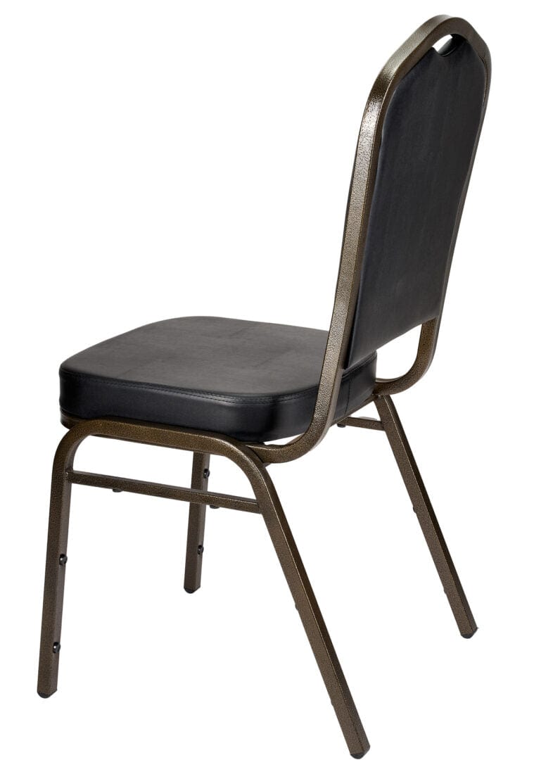 Chivari Black Vinyl on Gold Vein Frame Crown Banquet Chair CQCVBU-ZF-T