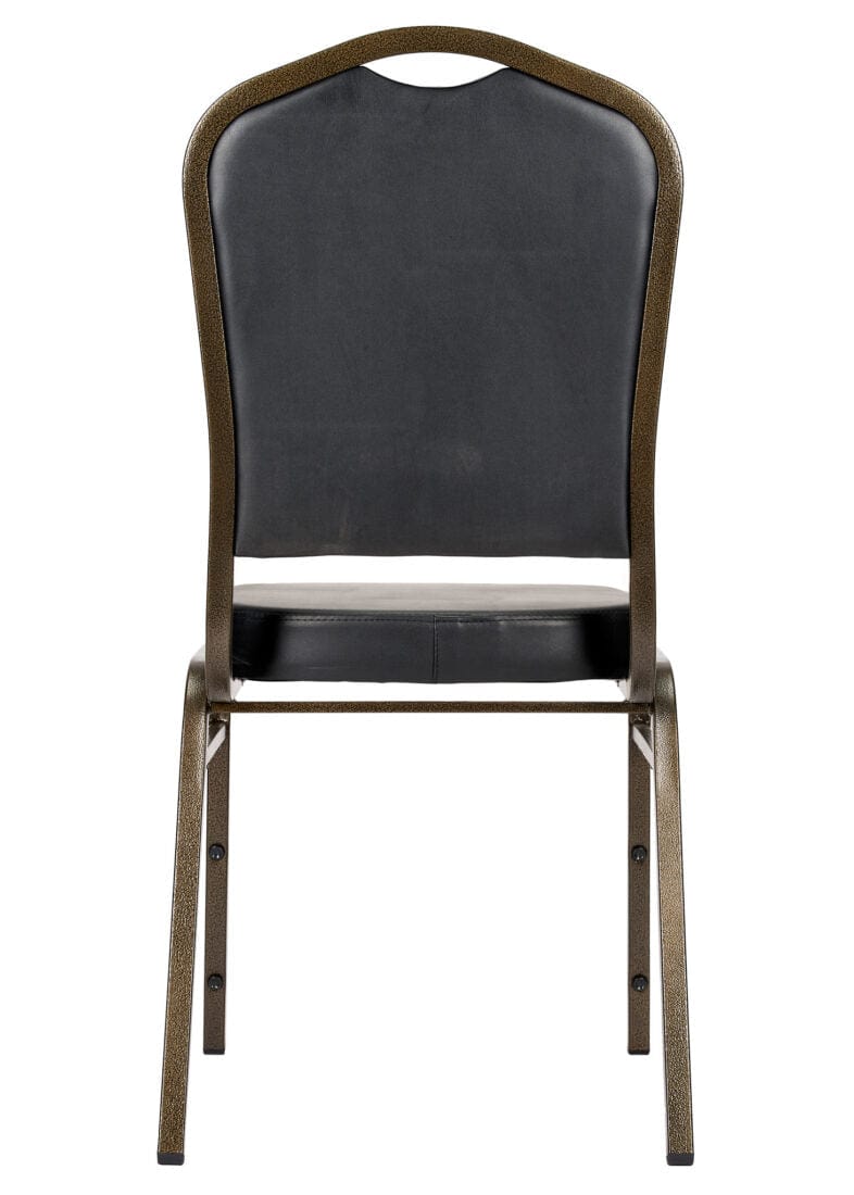 Chivari Black Vinyl on Gold Vein Frame Crown Banquet Chair CQCVBU-ZF-T