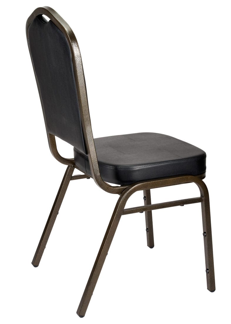 Chivari Black Vinyl on Gold Vein Frame Crown Banquet Chair CQCVBU-ZF-T