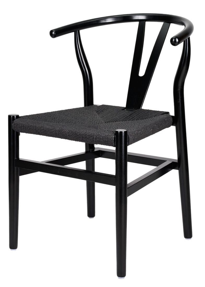 Chivari Black Wood Wishbone Chair with Black Rope Seat CWHWBB-ZG-T