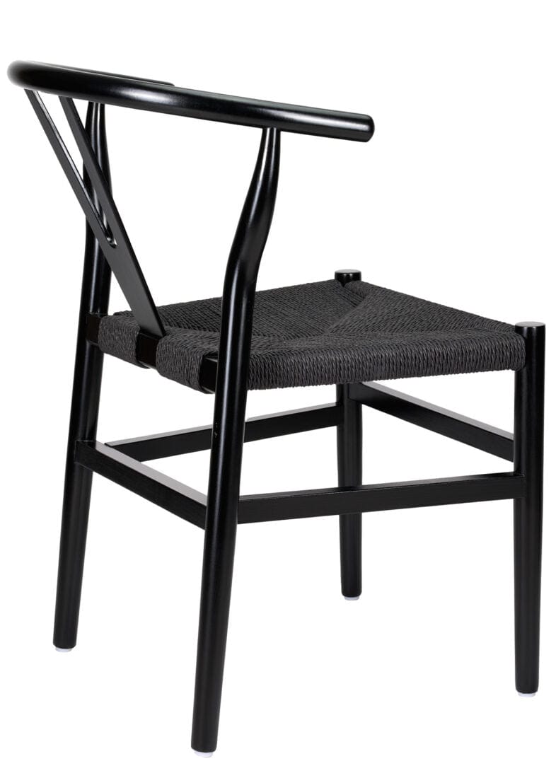 Chivari Black Wood Wishbone Chair with Black Rope Seat CWHWBB-ZG-T
