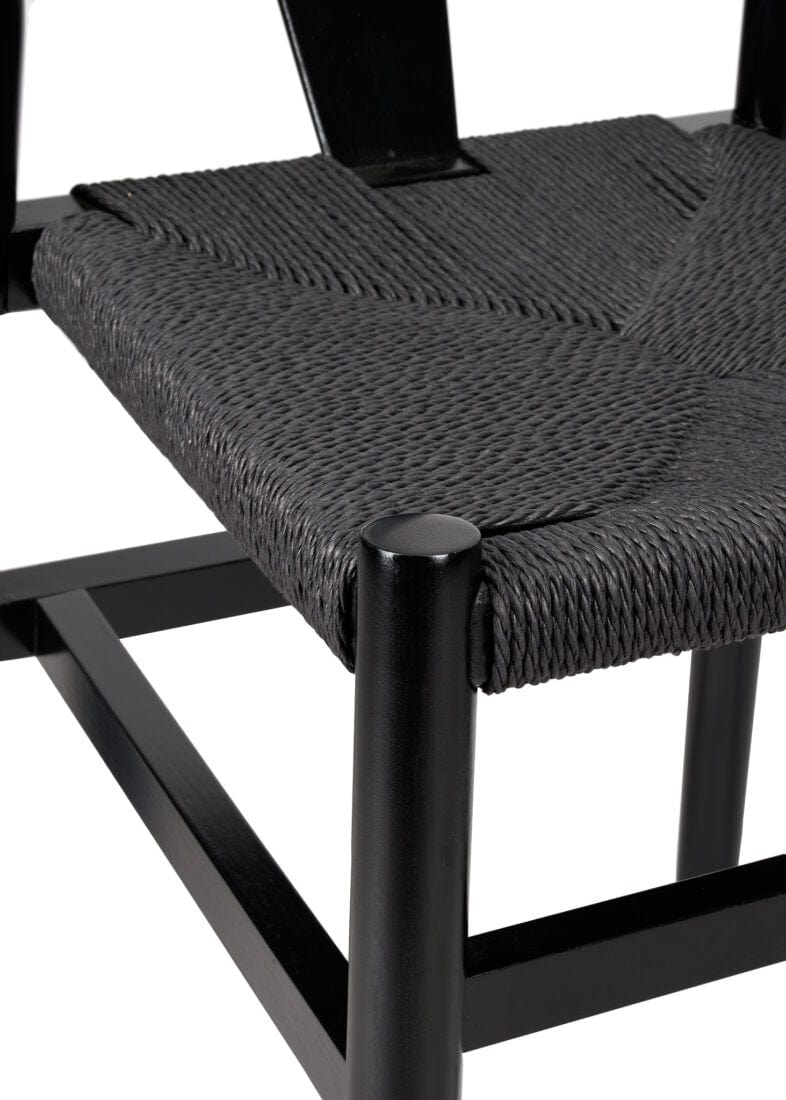 Chivari Black Wood Wishbone Chair with Black Rope Seat CWHWBB-ZG-T