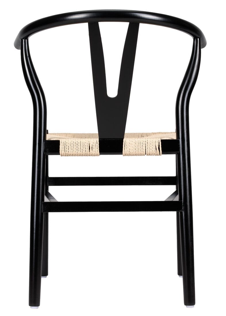 Chivari Black Wood Wishbone Chair with Natural Rope Seat CWHWBN-ZG-T