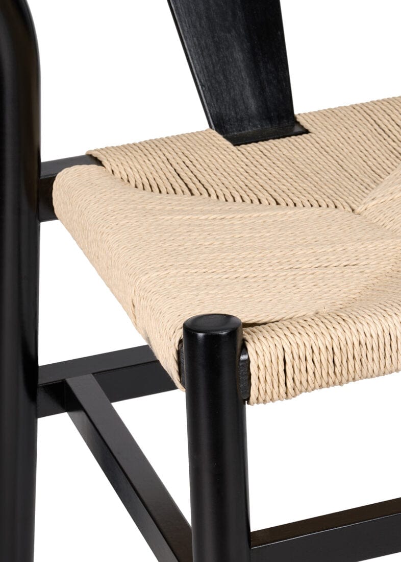 Chivari Black Wood Wishbone Chair with Natural Rope Seat CWHWBN-ZG-T