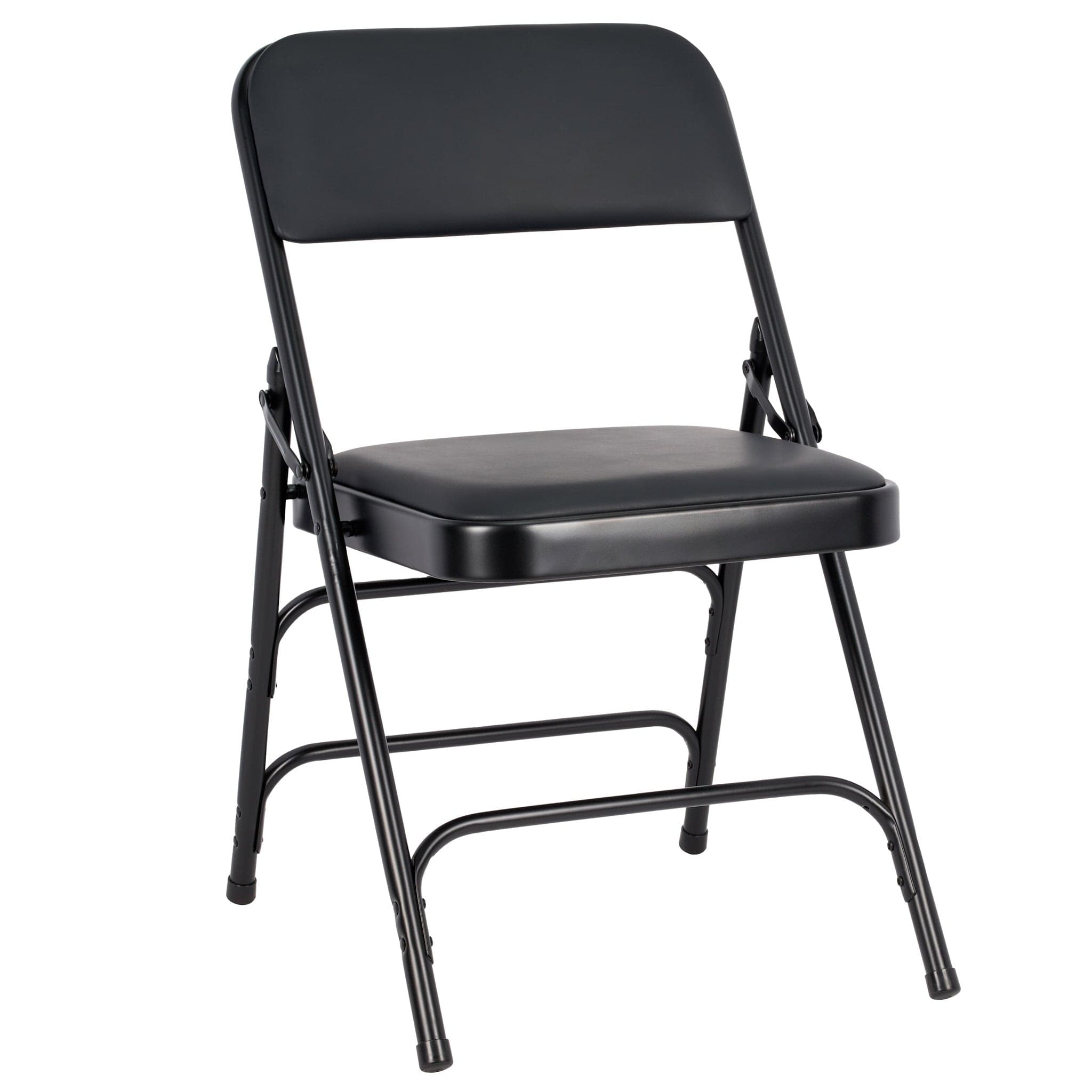 Chivari Black Metal Folding Chair with Black Vinyl Cushion CFMVBB1-CX-T