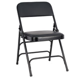 Black Metal Folding Chair with Black Vinyl Cushion
