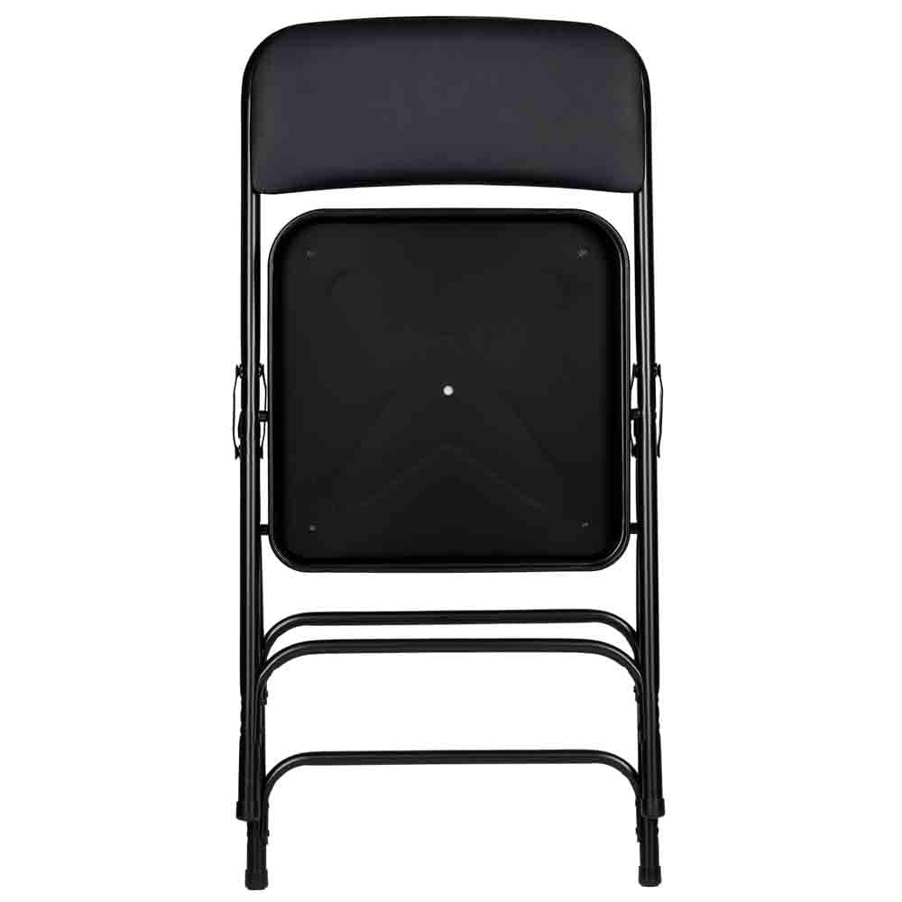 Chivari Black Metal Folding Chair with Black Vinyl Cushion CFMVBB1-CX-T