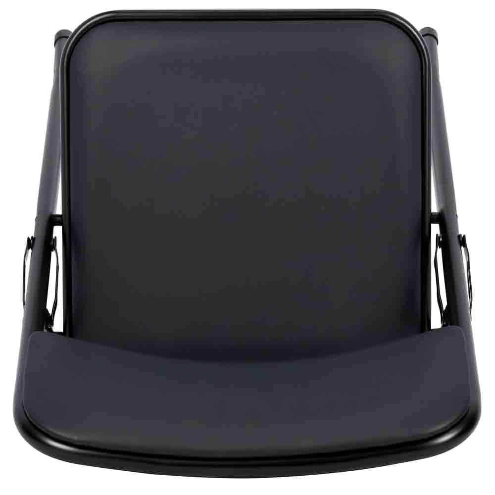 Chivari Black Metal Folding Chair with Black Vinyl Cushion CFMVBB1-CX-T