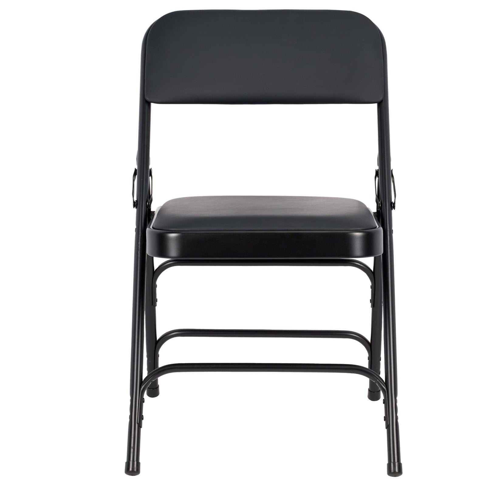 Chivari Black Metal Folding Chair with Black Vinyl Cushion CFMVBB1-CX-T