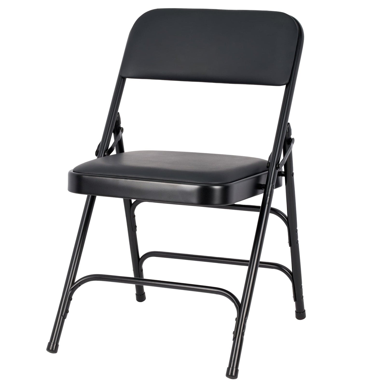 Chivari Black Metal Folding Chair with Black Vinyl Cushion CFMVBB1-CX-T