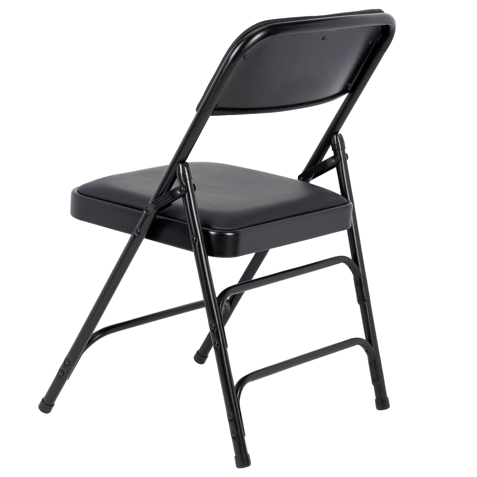 Chivari Black Metal Folding Chair with Black Vinyl Cushion CFMVBB1-CX-T