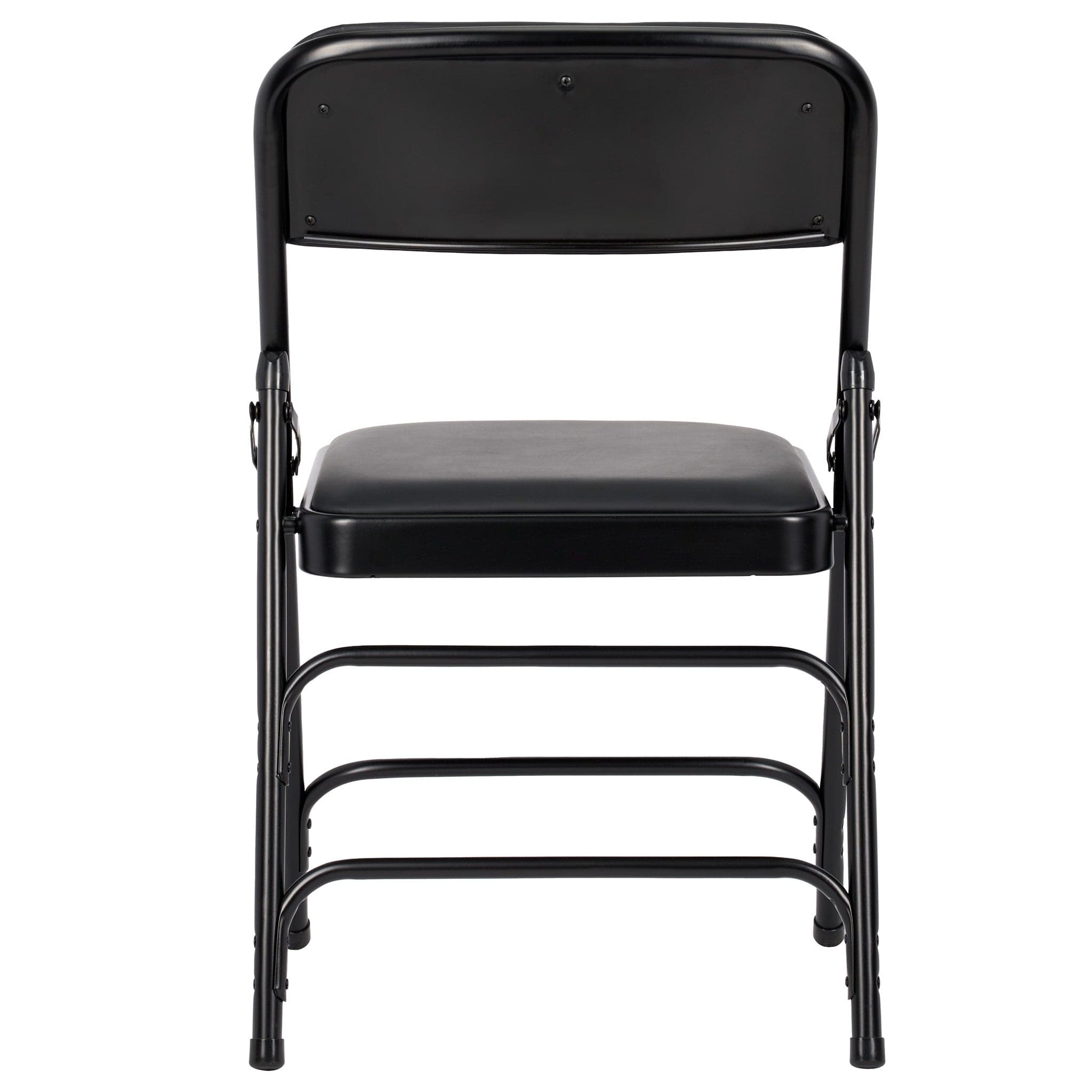 Chivari Black Metal Folding Chair with Black Vinyl Cushion CFMVBB1-CX-T