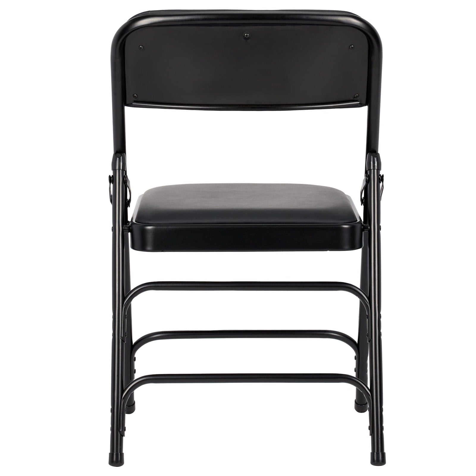 Chivari Black Metal Folding Chair with Black Vinyl Cushion CFMVBB1-CX-T