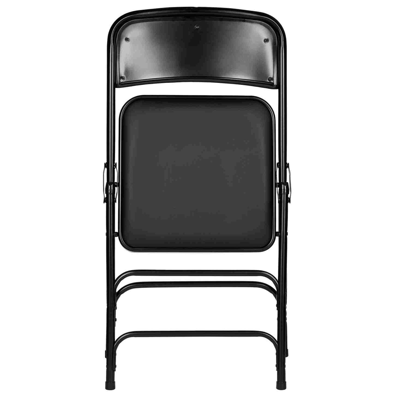 Chivari 48 Black Metal Folding Chairs + 6  Heavy DutyPlastic 72x30 Banquet Tables + Hybrid Folding Chair and Banquet Table  Cart CFMBL-48-6RT-KT