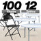 Chivari 100 Pack Black Plastic Folding Chair and 12 60" (5 Foot) Round Plastic Folding Table CFPB-100PLS60-KT