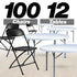 Chivari 100 Pack Black Plastic Folding Chair and 12 60" (5 Foot) Round Plastic Folding Table CFPB-100PLS60-KT
