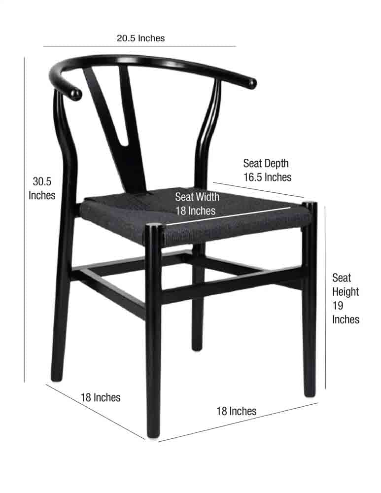 Chivari Black Wood Wishbone Chair with Black Rope Seat CWHWBB-ZG-T