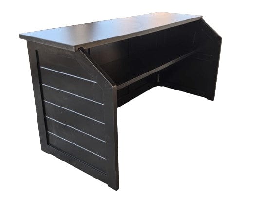 Chivari 7' Black Portable Folding Bar with HPL Top and Durable Rubber Edge BAR-FOLD-84KT-BLK-AX-T