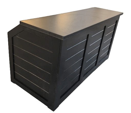 Chivari 7' Black Portable Folding Bar with HPL Top and Durable Rubber Edge BAR-FOLD-84KT-BLK-AX-T