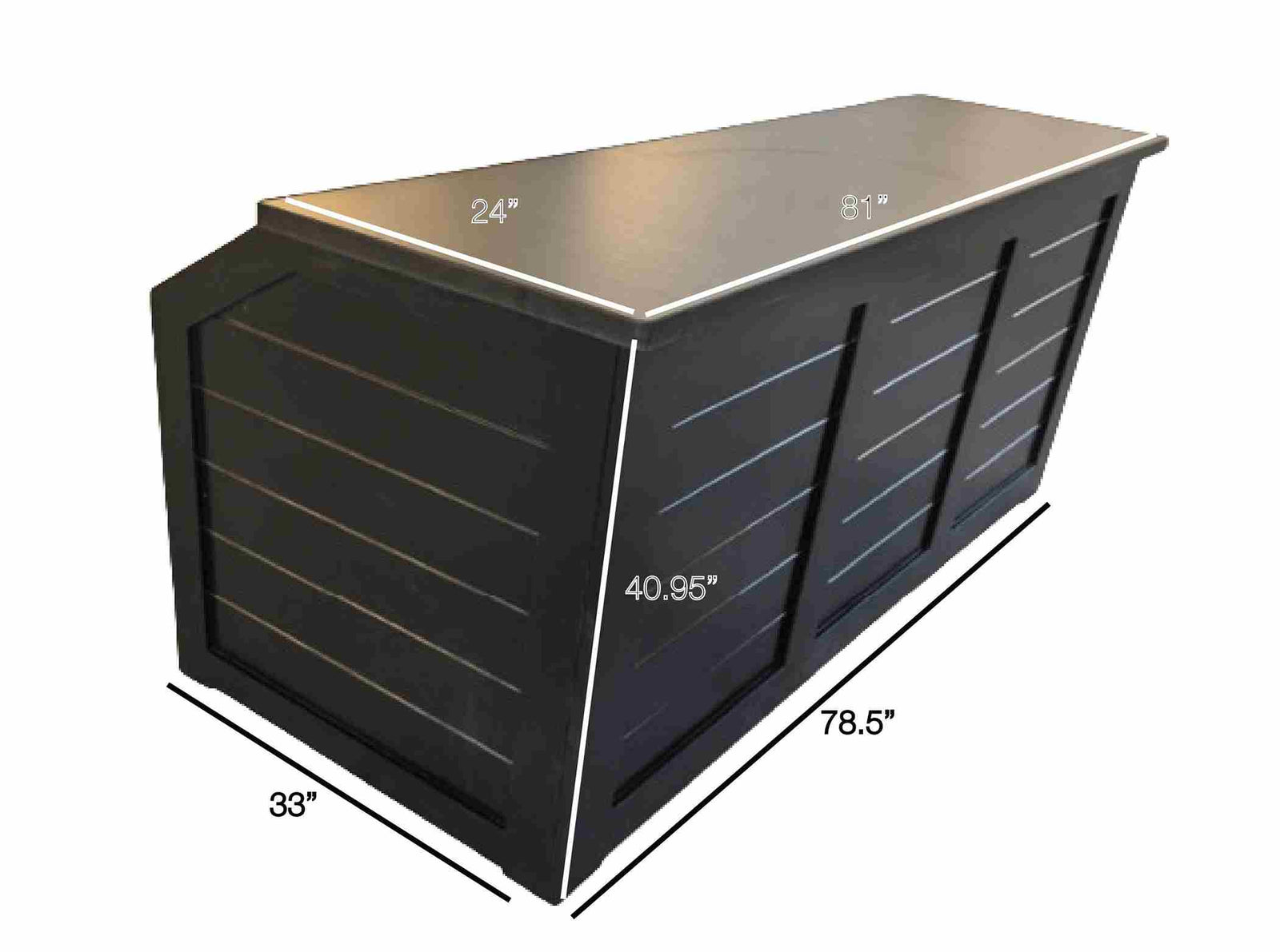 Chivari 7' Black Portable Folding Bar with HPL Top and Durable Rubber Edge BAR-FOLD-84KT-BLK-AX-T