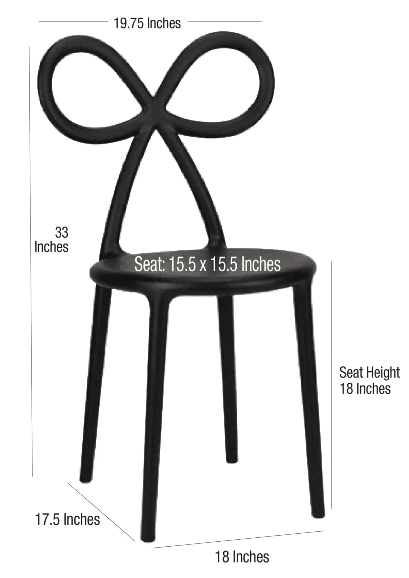 Chivari Black Resin Bow Chair with Round Seat CBORB-ZG