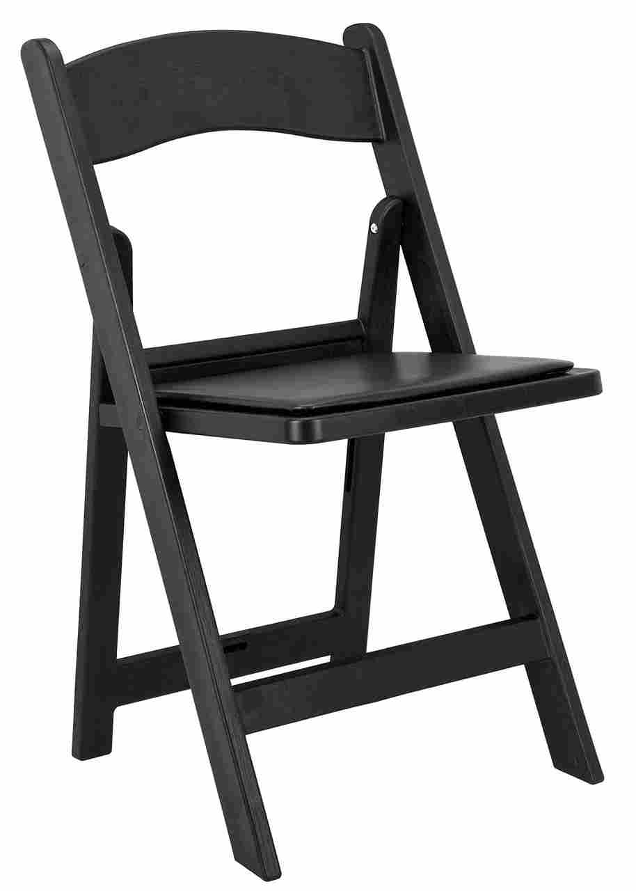 Black WoodGrain™ Resin Folding Chair with Black Vinyl Seat