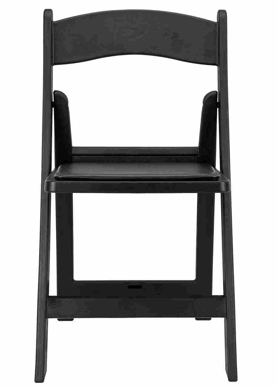 Black WoodGrain™ Resin Folding Chair with Black Vinyl Seat