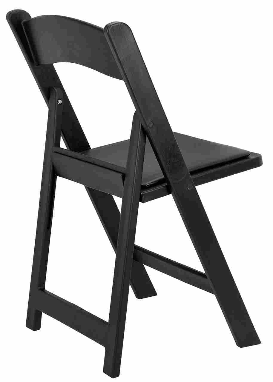 Black WoodGrain™ Resin Folding Chair with Black Vinyl Seat