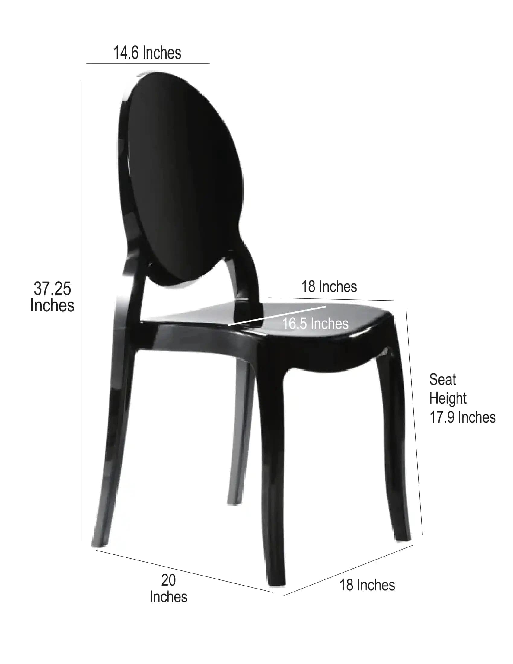 Chivari Black Resin Oval Back Sophia Ghost Chair CGSRB-ZG-T