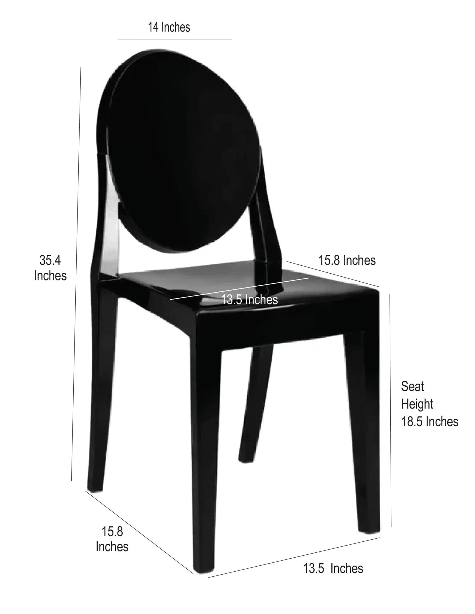 Chivari Black Resin Oval Back Victoria Ghost Chair CGVRB-ZG-T